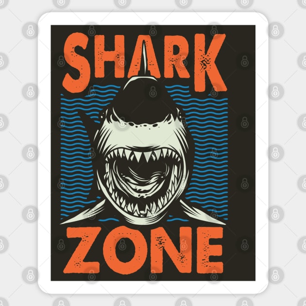 Beware Shark Zones Sticker by Animox